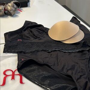 Ruby Ribbon Black Lace Bra w inserts  & panties